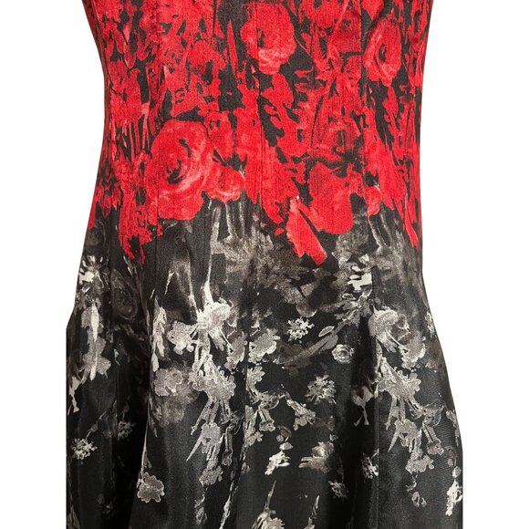 CB established 1962 size 12 fit n flare dress red black midi  party Fun - Picture 9 of 12